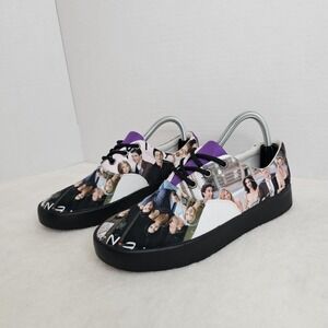 MADE Friends TV Show Print Platform Sneakers Canvas Shoes Black Women's Size 8